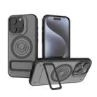For iPhone 15 Pro Carbon Fiber Texture PC + TPU Phone Case with Metal Holder(Grey) - 1