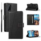 For Realme 7 5G PU Genuine Leather Texture Embossed Line Phone Case(Black) - 1