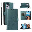 For Realme 8i PU Genuine Leather Texture Embossed Line Phone Case(Green) - 1