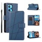 For Realme 9 Pro PU Genuine Leather Texture Embossed Line Phone Case(Blue) - 1