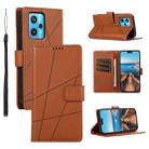 For Realme 9 Pro PU Genuine Leather Texture Embossed Line Phone Case(Brown) - 1