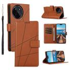 For Realme 11 4G PU Genuine Leather Texture Embossed Line Phone Case(Brown) - 1