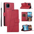 For Realme C20 PU Genuine Leather Texture Embossed Line Phone Case(Red) - 1