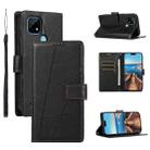 For Realme C21 PU Genuine Leather Texture Embossed Line Phone Case(Black) - 1