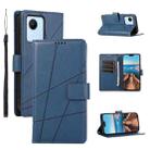 For Realme C30 PU Genuine Leather Texture Embossed Line Phone Case(Blue) - 1