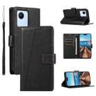 For Realme C30 PU Genuine Leather Texture Embossed Line Phone Case(Black) - 1