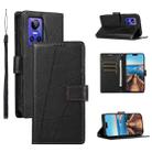 For Realme GT Neo 3 PU Genuine Leather Texture Embossed Line Phone Case(Black) - 1