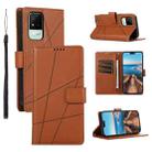 For Realme Narzo 50i PU Genuine Leather Texture Embossed Line Phone Case(Brown) - 1