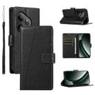 For Realme GT 6 Global PU Genuine Leather Texture Embossed Line Phone Case(Black) - 1