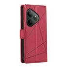 For Realme GT 6 Global PU Genuine Leather Texture Embossed Line Phone Case(Red) - 3