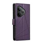 For Realme GT 6 Global PU Genuine Leather Texture Embossed Line Phone Case(Purple) - 3