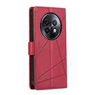 For Realme 13+ PU Genuine Leather Texture Embossed Line Phone Case(Red) - 3