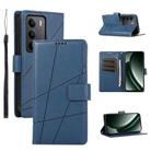 For Realme C75 / Realme 14x PU Genuine Leather Texture Embossed Line Phone Case(Blue) - 1