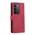 For Realme C75 / Realme 14x PU Genuine Leather Texture Embossed Line Phone Case(Red) - 3