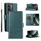 For Realme C75 / Realme 14x PU Genuine Leather Texture Embossed Line Phone Case(Green) - 1
