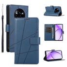 For Realme 14 Pro PU Genuine Leather Texture Embossed Line Phone Case(Blue) - 1