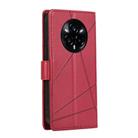 For Realme 14 Pro+ PU Genuine Leather Texture Embossed Line Phone Case(Red) - 3