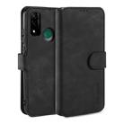 For Huawei P Smart 2020 DG.MING Retro Oil Side Horizontal Flip Case(Black) - 1