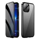 For iPhone 15 Pro Max Dual-Lock Anti-peeping Glass 360 Full Body Frosted Magnetic Phone Case(Black) - 1