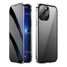 For iPhone 15 Pro Max Dual-Lock Anti-peeping Glass 360 Full Body Frosted Magnetic Phone Case(Silver) - 1