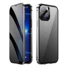 For iPhone 15 Plus Dual-Lock Anti-peeping Glass 360 Full Body Frosted Magnetic Phone Case(Silver) - 1