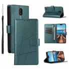 For Nokia C1 PU Genuine Leather Texture Embossed Line Phone Case(Green) - 1