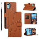 For Nokia C12 PU Genuine Leather Texture Embossed Line Phone Case(Brown) - 1