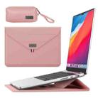 For 15.4/15.6/16.1 inch Envelope Holder Laptop Sleeve Bag with Accessories Bag(Pink) - 1
