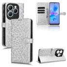 For Infinix Hot 40 / Hot 40 Pro 4G 2024 Honeycomb Dot Texture Leather Phone Case(Silver) - 1