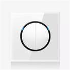 86mm Round LED Tempered Glass Switch Panel, White Round Glass, Style:Two Open Dual Control - 1