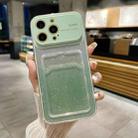 For iPhone 15 Pro Max Large Window Gradient Glitter Phone Case with Card Slot(Green) - 1