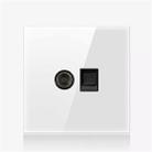 86mm Round LED Tempered Glass Switch Panel, White Round Glass, Style:TV-Computer Socket - 1