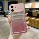 For iPhone 12 Large Window Gradient Glitter Phone Case with Card Slot(Pink) - 1