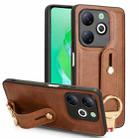 For Infinix Smart 8 Wristband Leather Back Phone Case(Brown) - 1