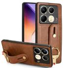 For Infinix Note 40 4G X6853 Wristband Leather Back Phone Case(Brown) - 1