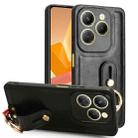For Infinix Hot 40 / 40 Pro Wristband Leather Back Phone Case(Black) - 1