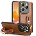 For Infinix Hot 40 / 40 Pro Wristband Leather Back Phone Case(Brown) - 1