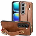 For Infinix Hot 50 4G Wristband Leather Back Phone Case(Brown) - 1