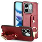 For Infinix HOT 50i X6531 Wristband Leather Back Phone Case(Red) - 1