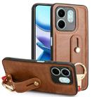 For Infinix HOT 50i X6531 Wristband Leather Back Phone Case(Brown) - 1