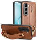 For Infinix Hot 50 Pro 4G X6881 Wristband Leather Back Phone Case(Brown) - 1