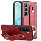 For Infinix Hot 50 Pro+ 4G X6880 Wristband Leather Back Phone Case(Red) - 1