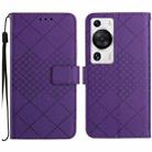 For Huawei P60 / P60 Pro Rhombic Grid Texture Leather Phone Case(Purple) - 1