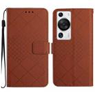 For Huawei P60 / P60 Pro Rhombic Grid Texture Leather Phone Case(Brown) - 1