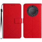 For Honor X9b Rhombic Grid Texture Leather Phone Case(Red) - 1