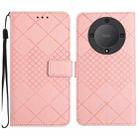 For Honor X9b Rhombic Grid Texture Leather Phone Case(Pink) - 1