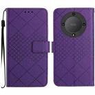 For Honor X9a / Magic5 Lite 5G Rhombic Grid Texture Leather Phone Case(Purple) - 1