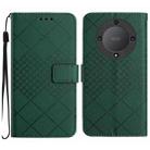 For Honor X9a / Magic5 Lite 5G Rhombic Grid Texture Leather Phone Case(Green) - 1