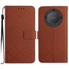 For Honor X9a / Magic5 Lite 5G Rhombic Grid Texture Leather Phone Case(Brown) - 1