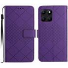 For Honor X6a Rhombic Grid Texture Leather Phone Case(Purple) - 1